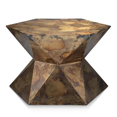 Jamie Young Crown Metallic Side Table In Antique Brass