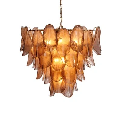 Jamie Young Company Magnolia 10-light Quartz Glass Chandelier In Brass