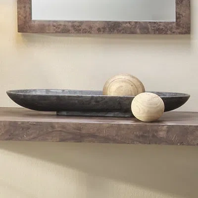Jamie Young Company Marble Oval Contemporary Decorative Bowl In Gray Marble