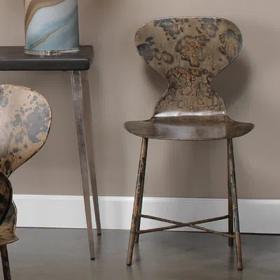 Jamie Young Company Mccallan Dining Chair With Metal Frame In Acid Wash Bronze