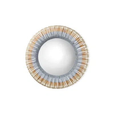 Jamie Young Company Native Beaded Accent Mirror In Blue;natural