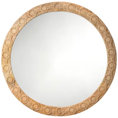 Jamie Young Company Relief Wood Carved Round Mirror