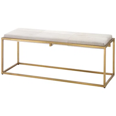 Jamie Young Company Shelby 51" Wide White Hide And Antique Brass Banquette Bench