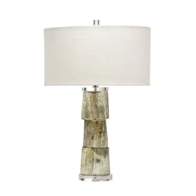 Jamie Young Company Stag Stacked Horn Table Lamp, Cream In Green