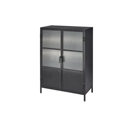 Jamie Young Company Vitrino Iron 2 - Door Mirrored Accent Cabinet In Black