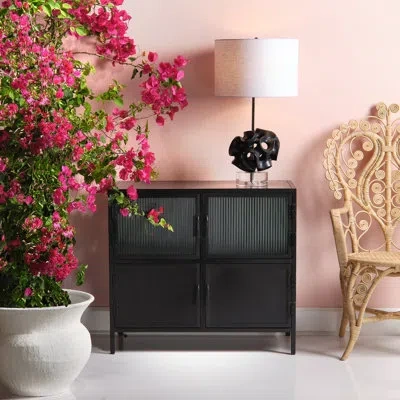 Jamie Young Company Vitrino Iron 4 - Door Accent Cabinet In Black