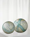 Jamie Young Cosmos Glass Balls, Set Of 2 In Blue Gold