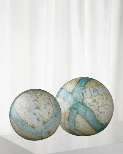 Jamie Young Cosmos Glass Balls, Set Of 2 In Blue Gold