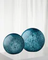 Jamie Young Cosmos Glass Balls In Indigo Swirl