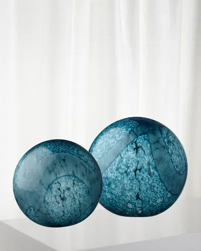 Jamie Young Cosmos Glass Balls, Set Of 2 In Indigo