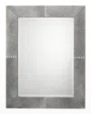 Jamie Young Cross Stitch Rectangle Mirror In Grey Hide W/ White Stitching