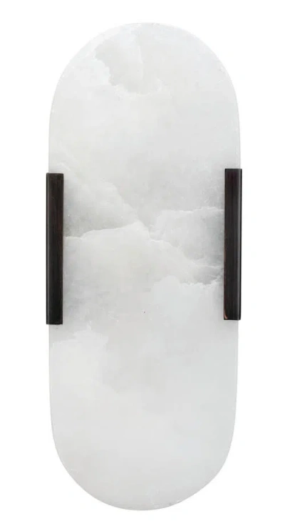 Jamie Young Delphi 2-light Alabaster Wall Sconce, Oil Rubbed Bronze Metal In White