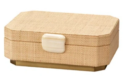 Jamie Young Eden Raffia Decorative Box In Brown