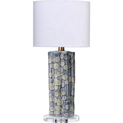 Jamie Young Flurry Ceramic Small Table Lamp With Linen Shade In Blue