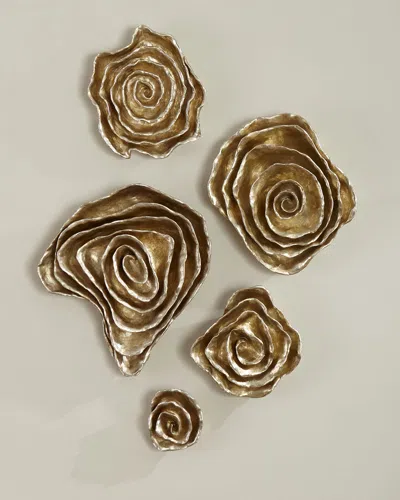 Jamie Young Freeform Floral Wall Plaques - Champagne Finish, Set Of 5 In Gold