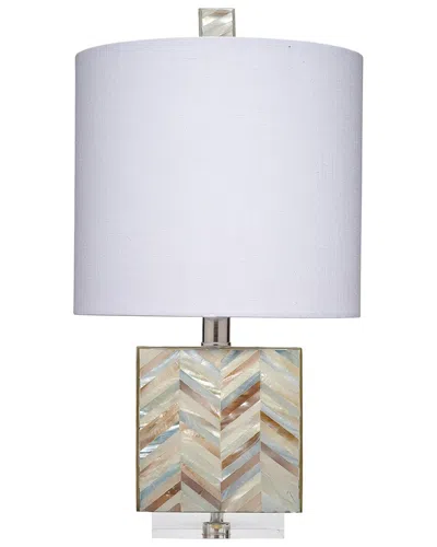 Jamie Young Garbo Mother Of Pearl Table Lamp With Linen Shade In Multi