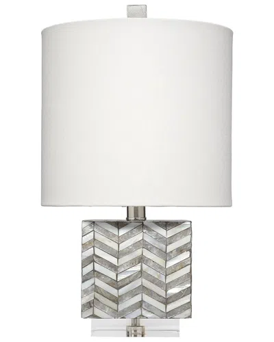 Jamie Young Garbo Mother Of Pearl Table Lamp With Linen Shade In Gray