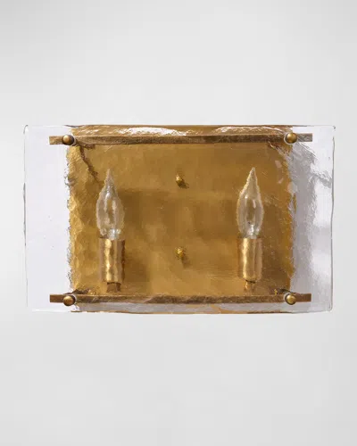 Jamie Young Glenn Glass Double Wall Sconce In Antique Brass And Textured Clear Glass