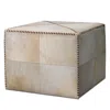 Jamie Young Large White Hairhide Ottoman In White