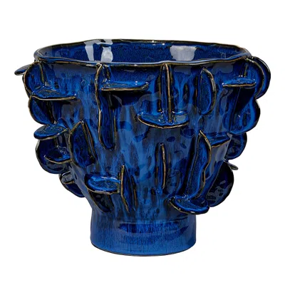 Jamie Young Helios Ceramic Decorative Vase In Blue
