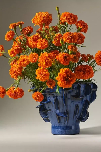 Jamie Young Helios Ceramic Vase In Blue