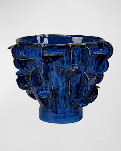 Jamie Young Helios Vase In Cobalt Blue Ceramic