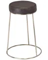 Jamie Young Henry Round Leather Counter Stool In Grey