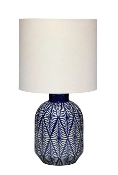 Jamie Young Highland Ceramic Table Lamp With Linen Shade In Blue