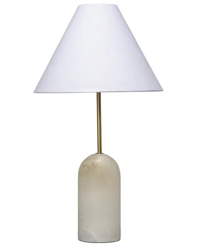 Jamie Young Holt Alabaster Table Lamp With Linen Shade In White