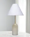 Jamie Young Holt Alabaster Table Lamp With Linen Shade In White