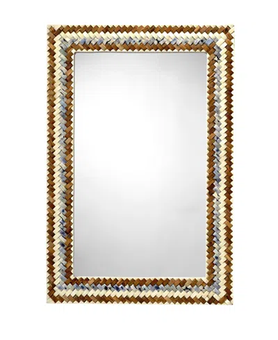 Jamie Young Interwoven Wood & Buffalo Bone Rectangle Mirror In Brown