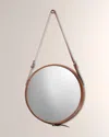 Jamie Young Large Round Mirror In Brown Leather In Brown