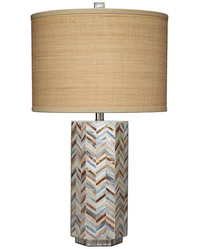 Jamie Young Lucille Mother Of Pearl Table Lamp With Raffia Shade