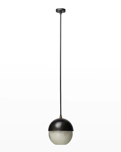 Jamie Young Metro Pendant Light In Faux White Alabaster And Oil Rubbed Bronze W/ Antique Brass Accents