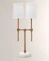 Jamie Young Minerva Twin Shade Console Lamp In Brass &amp; White
