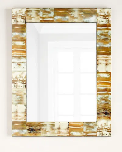 Jamie Young Natural Faux Horn Mirror In Gold