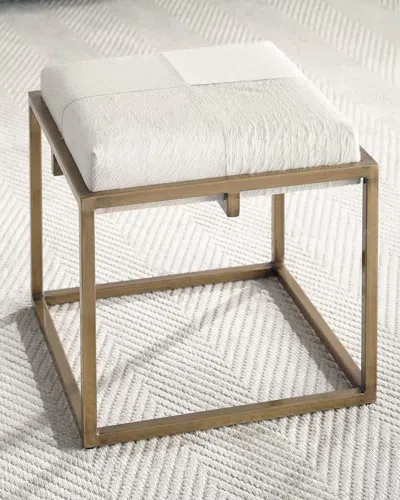 Jamie Young Normandie Hide Ottoman In White