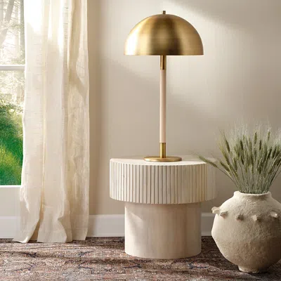 Jamie Young Notch Round Side Table In Off-white