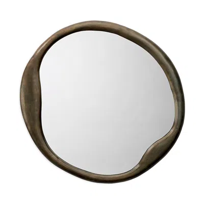 Jamie Young Organic Metal Round Wall Mirror In Brown