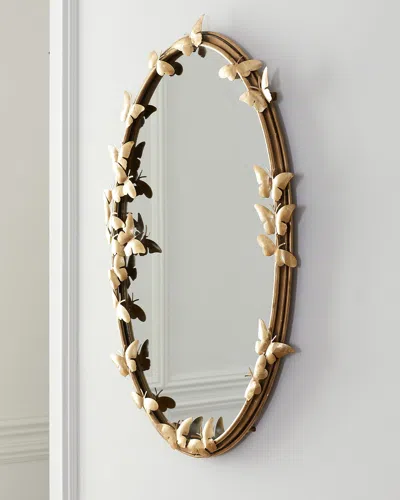 Jamie Young Oval Butterfly Mirror In Brown