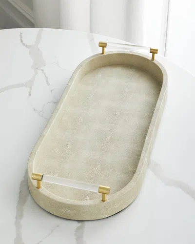 Jamie Young Oval Faux Shagreen Tray In Neutral