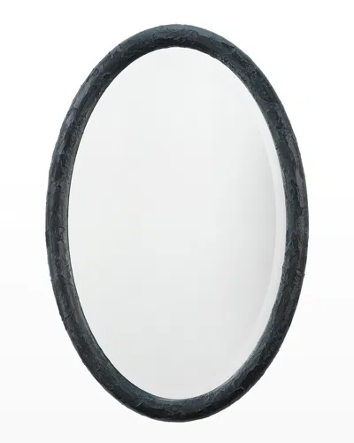 Jamie Young Ovation Oval Mirror In Textured Charcoal Resin