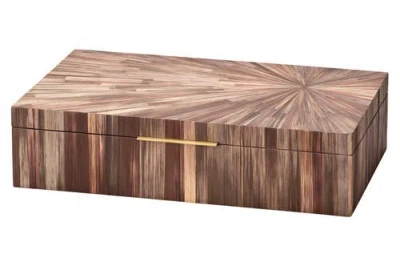 Jamie Young Palm Marquetry Decorative Box In Brown