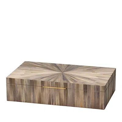 Jamie Young Palm Marquetry Decorative Box In Brown