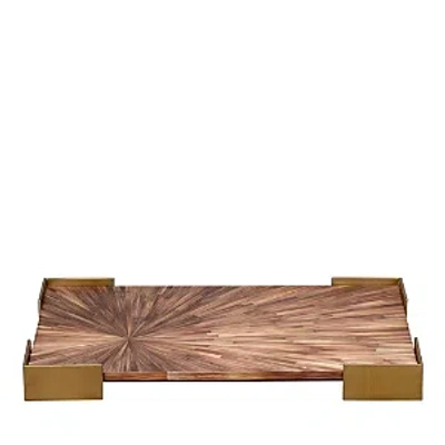 Jamie Young Palm Marquetry Tray In Brown