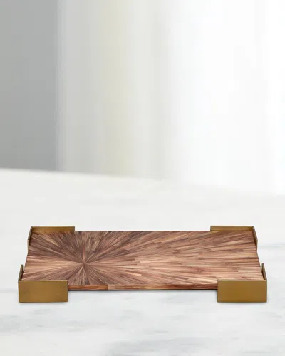Jamie Young Palm Marquetry Tray In Brown