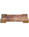 Jamie Young Palm Marquetry Decorative Tray In Brown