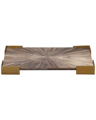 Jamie Young Palm Marquetry Tray In Grey
