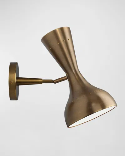 Jamie Young Pisa Wall Sconce In White Lacquer And Antique Brass