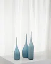 JAMIE YOUNG PIXIE DECORATIVE VASES IN PERIWINKLE BLUE GLASS, SET OF 3